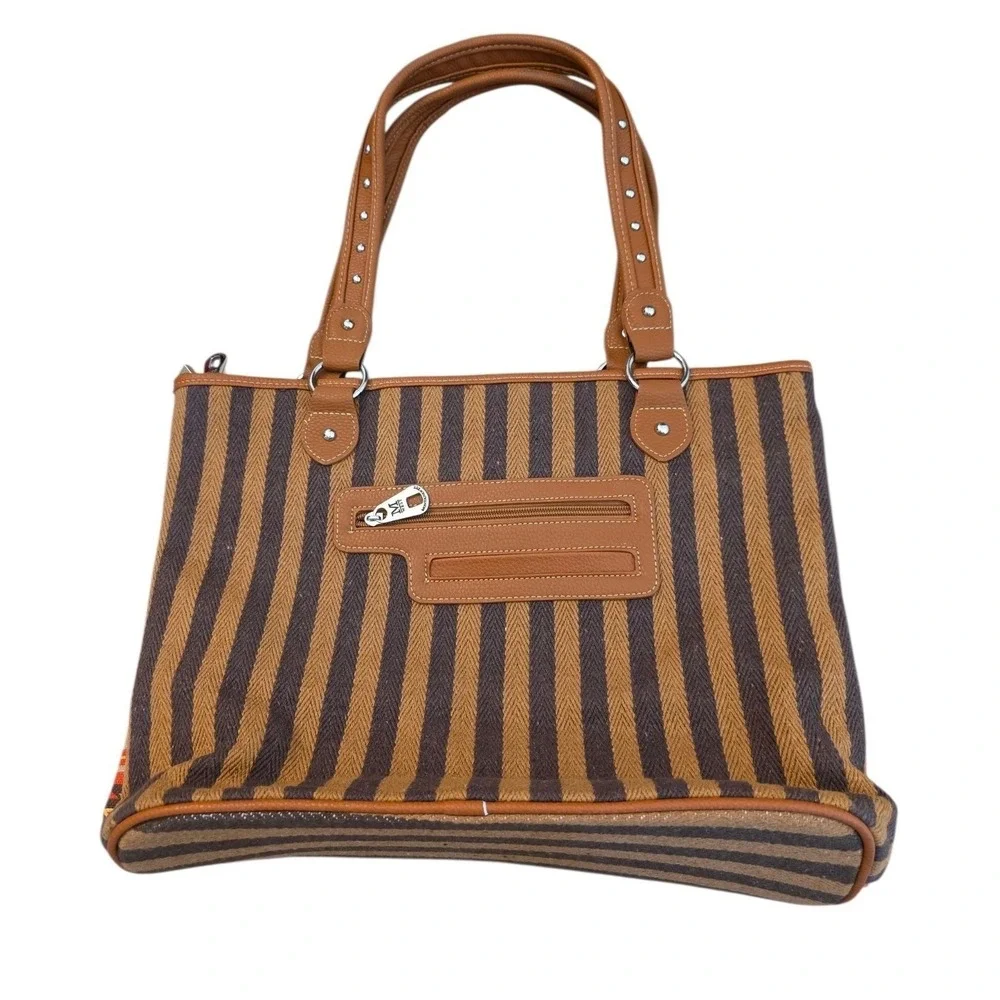 Montana West Aztec Tote Large Multicolor Southwestern Striped Studded Canvas New